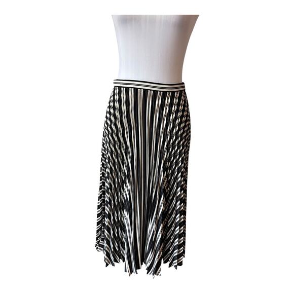 Club Monaco Black & Cream Midi Pleated Skirt Size 4 - Picture 1 of 3